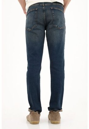 Tennis Jean Skinny Azul Oscuro Tiro Medio Para Hombre