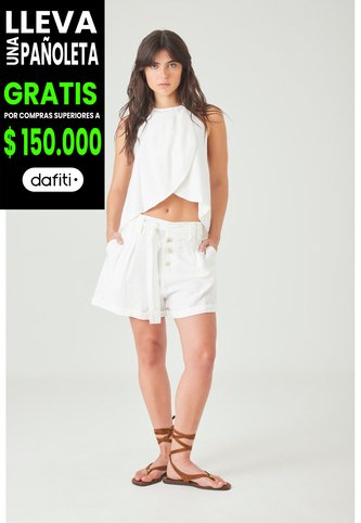 Tennis Camisa Suelta Con Cruce Pétalo En Blanco Para Mujer Tennis