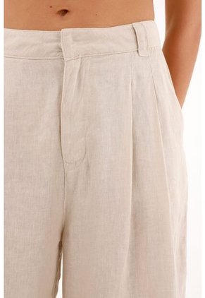 Tennis Pantalón Wide Leg Crudo En Lino 100% Para Mujer