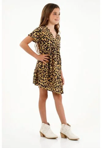 Vestido Corto De Animal Print Para Niña Tennis