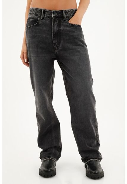 Jean Bota Recta Negro Para Mujer