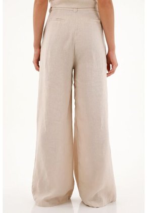 Tennis Pantalón Wide Leg Crudo En Lino 100% Para Mujer