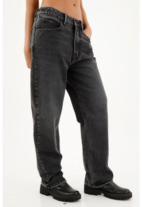 Jean Bota Recta Negro Para Mujer