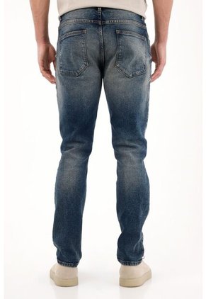 Tennis Jean Recto Con Desgastes Azul Para Hombre
