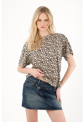 Tennis Camiseta Oversized Estampado Animal Print Con Estructura Ligera Para Mujer