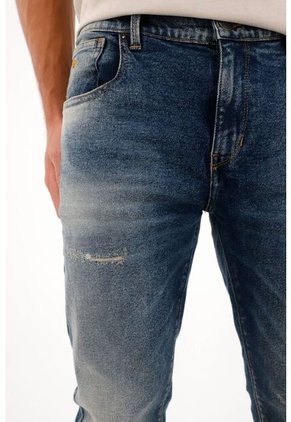Tennis Jean Recto Con Desgastes Azul Para Hombre