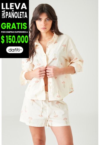 Tennis Camisa Relaxed Fit Con Flores En Algodón Crudo Para Mujer Tennis