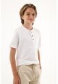 Camiseta Blanca Con Perilla De Botones Para Niño de Tennis