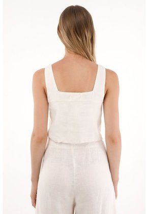Tennis Camisa Crop En 100% Lino Crudo Para Mujer