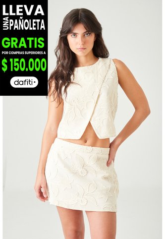 Tennis Blusa Crop Recta Con Cruce Asimétrico En Algodón Crudo Para Mujer Tennis