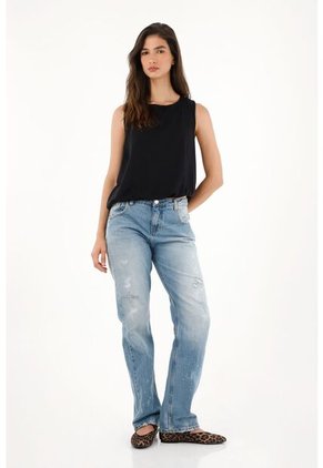 Tennis Jean Recto Con Pigmento Blanco Para Mujer