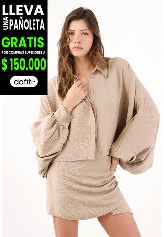 Tennis Camisa Oversize Con Mangas Abullonadas En Beige Para Mujer Tennis