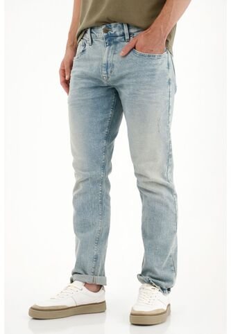 Tennis Jean Recto Con Arrugas 3D Azul Claro Para Hombre Tennis