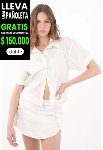 Tennis Camisa Relaxed Fit Con Bordado Floral Tonal En Algodón Blanco Para Mujer Tennis