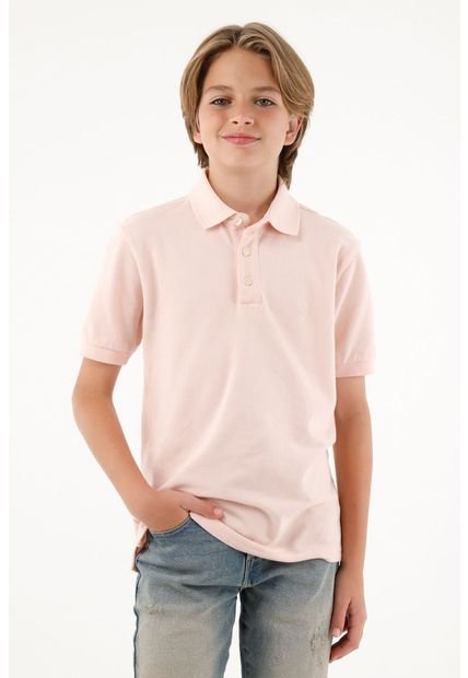 Polo Manga Corta Rosada Para Niño