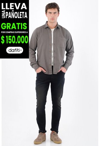 Tennis Camisa Regular Fit Con Botones Efecto Madera De Algodón Gris Topo Para Hombre Tennis