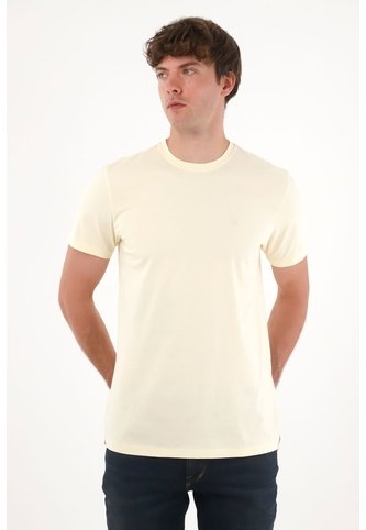 Camiseta Manga Corta En 100% Algodón Amarilla Para Hombre Tennis