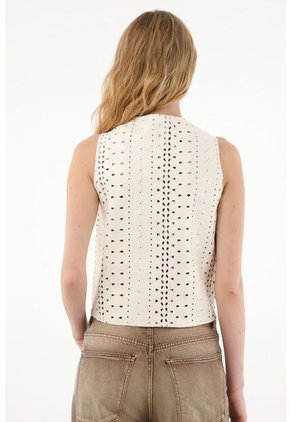 Tennis Chaleco En Ojalillo Con Botones Para Mujer