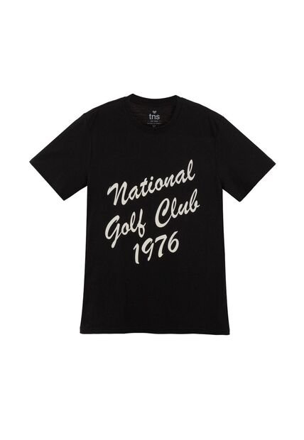 Tennis Camiseta Negra Estampada En Frente Para Hombre