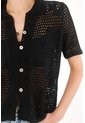 Tennis Camisa En Tejido Abierto Con Flores Negra Para Mujer de Tennis
