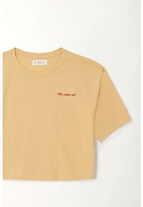 Tennis Camiseta Boxy Fit Con Mini Estampado Café Para Mujer