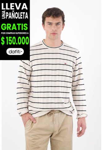Tennis Buzo Relajado Con Textura Waffle En Algodón Crudo Con Rayas Para Hombre Tennis
