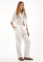 Tennis Pantalón Recto En Tela Bordada Crudo Para Mujer de Tennis
