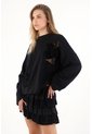 Tennis Buzo Negro Con Detalles Bordados Para Mujer de Tennis