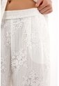 Tennis Pantalón Recto En Tela Bordada Crudo Para Mujer de Tennis