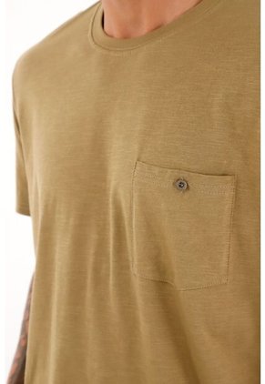 Tennis Camiseta Café En 100% Algodón Con Bolsillo Para Hombre