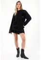 Tennis Buzo Negro Con Detalles Bordados Para Mujer de Tennis