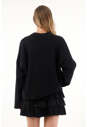 Tennis Buzo Negro Con Detalles Bordados Para Mujer