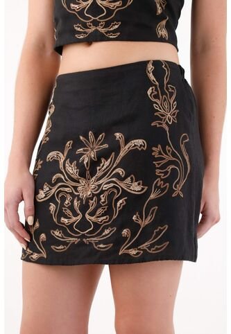 Tennis Falda Corta En Lino Con Bordado Negra Para Mujer Tennis