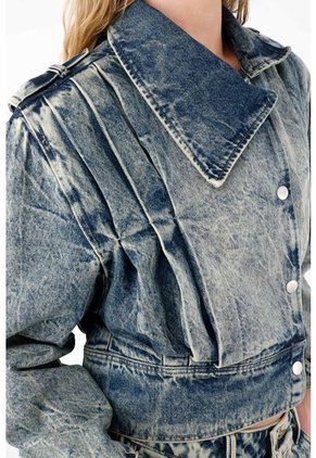 Tennis Chaqueta Crop Con Solapas Asimétricas Azul Para Mujer