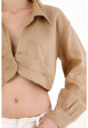 Tennis Camisa En 100% Lino Crudo Para Mujer