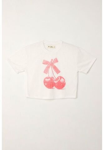 Camiseta Básica Con Estampado De Cerezas Crudo Para Niña Tennis