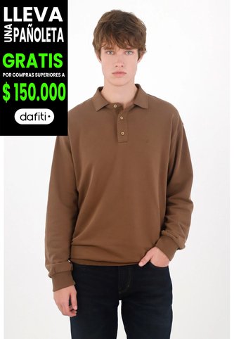 Tennis Buzo Regular Fit Con Cuello Polo Y Botones En Algodón Café Para Hombre Tennis