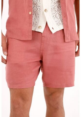 Bermuda Chino En 100% Lino Naranja Para Hombre Tennis