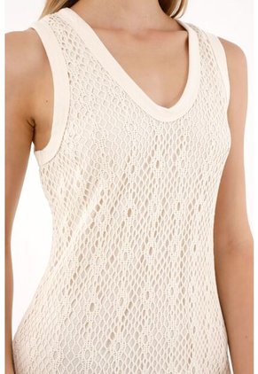 Tennis Vestido Largo En Tejido De Crochet Crudo Para Mujer