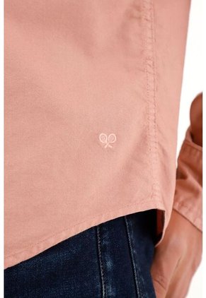 Camisa Oxford Manga Larga Rosada Para Hombre