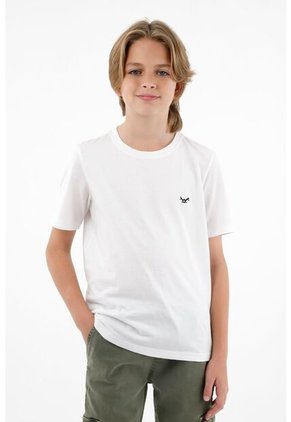 Camiseta Blanca Con Estampado Posterior Para Niño