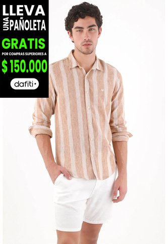 Tennis Camisa Regular Fit Con Rayas Verticales Texturizadas De Poliéster Beige Arena Para Hombre Tennis