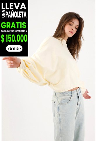 Tennis Buzo Oversize Cropped Con Mangas Abullonadas En Algodón Amarillo Pastel Para Mujer Tennis