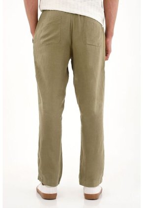 Tennis Pantalón Chino En 100% Lino Verde Para Hombre