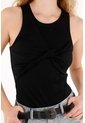 Tennis Camiseta Negra Con Detalle Entorchado Para Mujer de Tennis