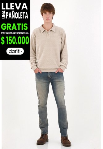 Tennis Buzo Fit Regular Con Textura En Beige Para Hombre Tennis