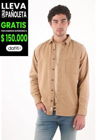 Tennis Camisa Relajada Con Bolsillo Cuadrado En Algodón Camel Para Hombre Tennis