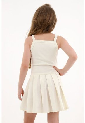 Vestido Corto Con Falda En Tablas Crudo Para Niña
