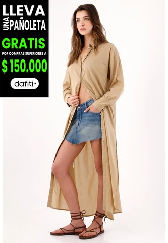 Tennis Camisa Oversize Con Aberturas Laterales En Algodón Beige Para Mujer Tennis