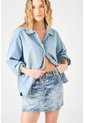 Tennis Falda Mini Recta Con Estampado Desgastado En Denim De Algodón Azul Para Mujer de Tennis